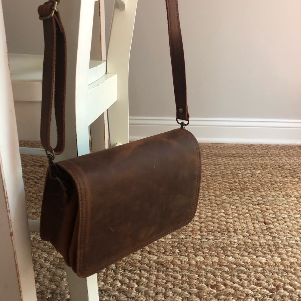Anthropologie Brown Leather Crossbody Bag - Picture 7 of 12